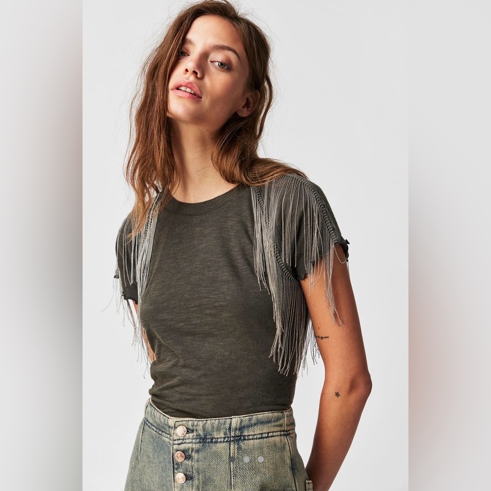 ✨NWT✨ Free People Bang Bang Tee, Vintage Gray, Size S